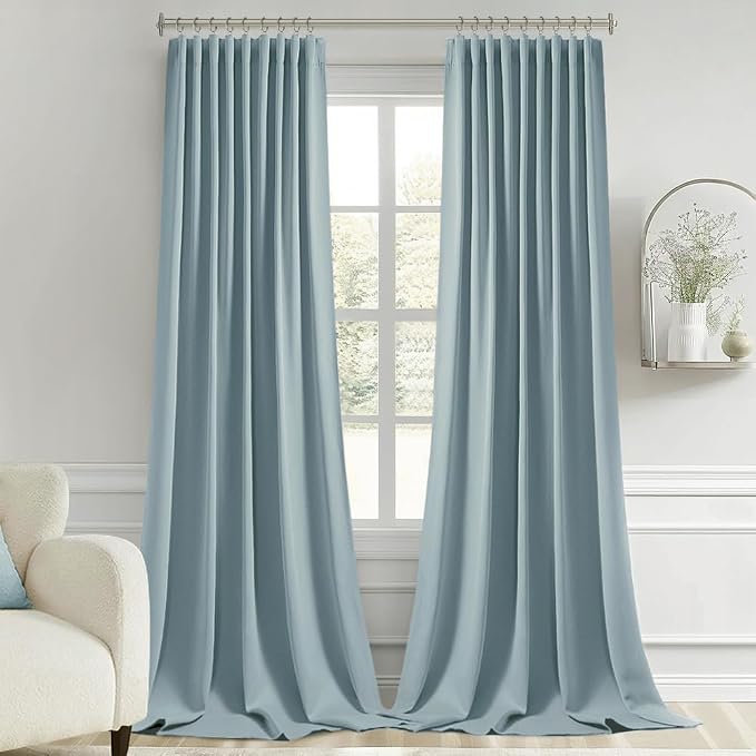 MIULEE Slate Blue Back Tab Blackout Curtain 96 Inch Long 2 Panels Set - Image 9