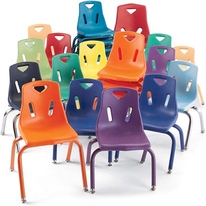 Jonti-Craft Berries 8148JC1114 Stacking Chair with Chrome-Plated Legs, 18" Height, Orange