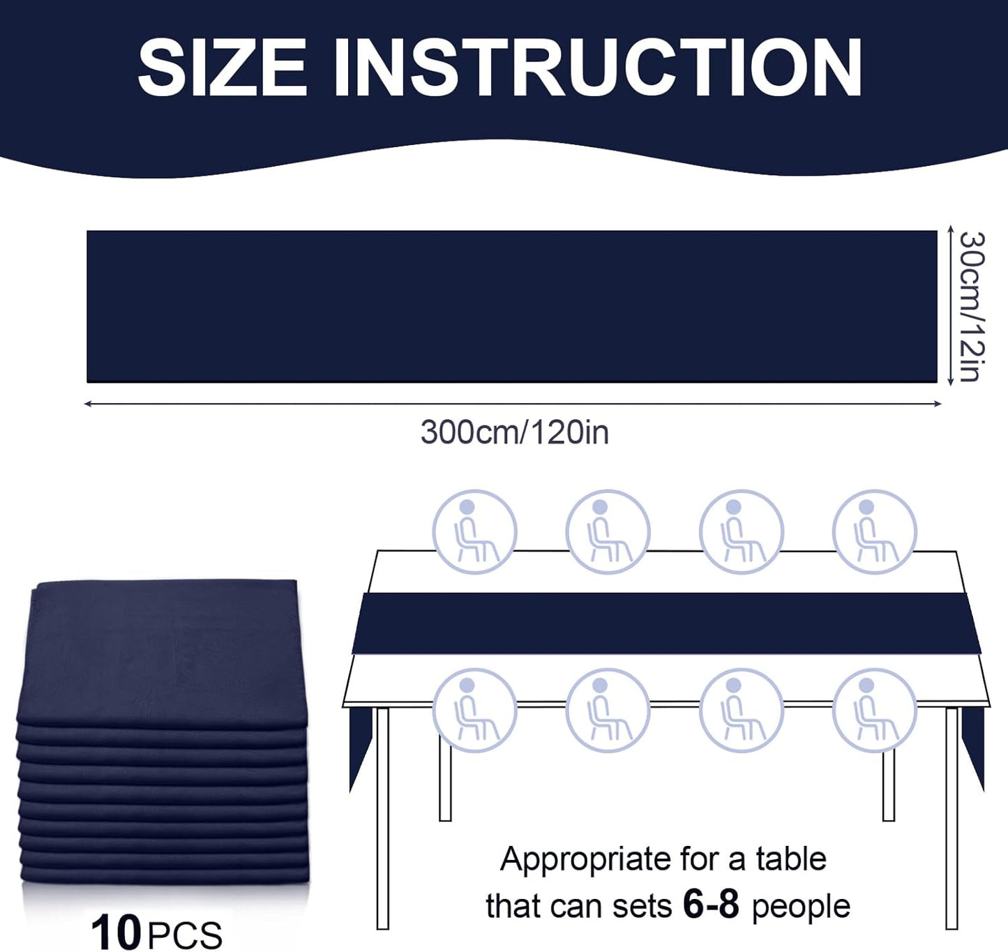10 Pack 10ft Navy Blue Chiffon Table Runners Wedding Table Runner Sheer Romantic Tulle Table Runner for Christmas Wedding Bridal Tea Party Baby Shower Birthday Party Table Decorations(120 x 12 in)