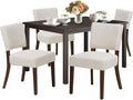 COLAMY 60 Inch Rectangular Kitchen Dining Table for 4, Modern Farmhouse Dining Table Set for 4, Wood Dining Table and Kitchen Dining Chairs for Dining Room, Restaurant, Brown/Beige