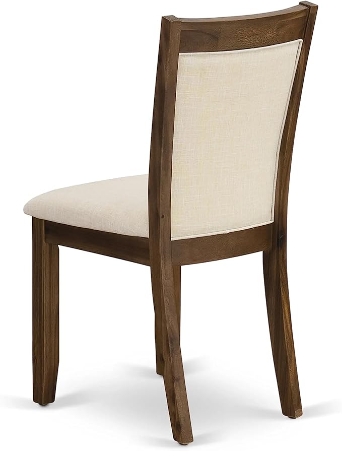 East West Furniture DLMZ3-AWA-32 3 Piece Kitchen Table Set for Small Spaces Consist of a Round Wooden Table with Dropleaf and 2 Upholstered Parson Chairs, 42x42 Inch, Antique Walnut