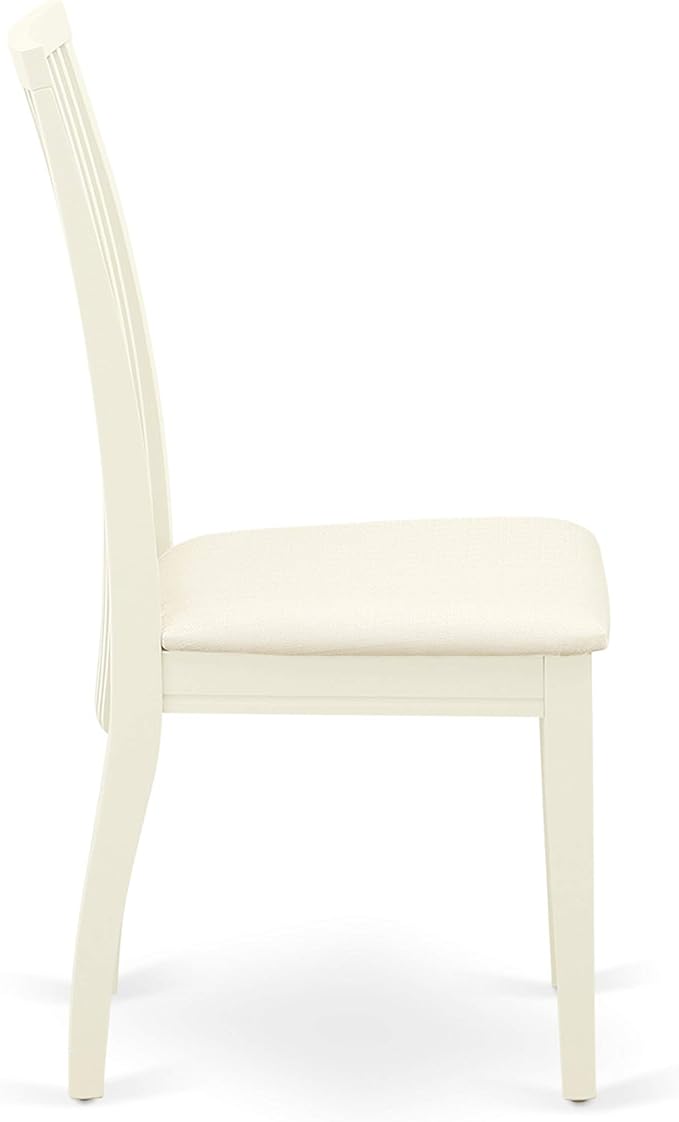 East West Furniture DOIP5-LWH-C 5 Piece Dining Room Table Set Includes a Rectangle Kitchen Table with Butterfly Leaf and 4 Linen Fabric Upholstered Dining Chairs, 42x78 Inch, Linen White