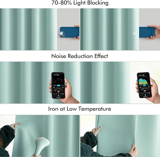 MIULEE Aqua Back Tab Blackout Curtain 96 Inch Long 2 Panels Set - Image 5