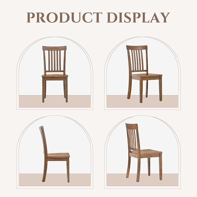 COLAMY Wooden Dining Room Chairs Set of 6, Spindle High Back Windsor Kitchen Side Chair, Farmhouse Dining Chairs for Kitchen, Dining Room, Light Brown