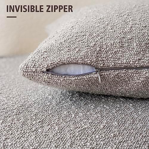Foindtower Decorative Textured Boucle Throw Pillow Cover 16x16 Neutral Grey - Image 3