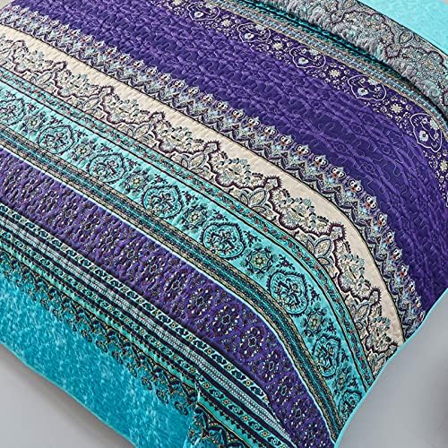 WONGS BEDDING Boho King Quilt Bedding Set, 3 Pieces Soft Bedspread - Image 4