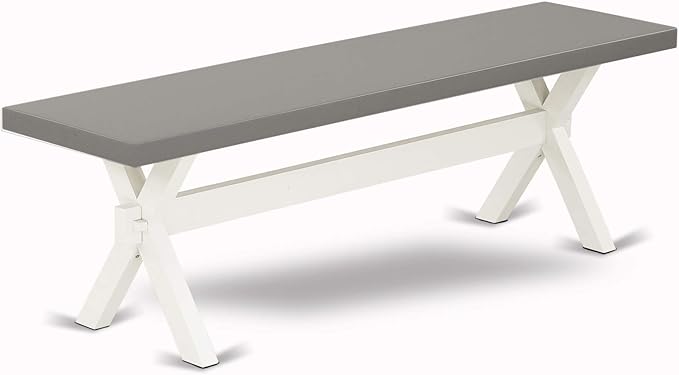East West Furniture X097SI215-6 6 Piece Dining Set Contains a Rectangle Dining Room Table with X-Legs and 4 Baby Blue Linen Fabric Parson Chairs with a Bench, 40x72 Inch, Multi-Color