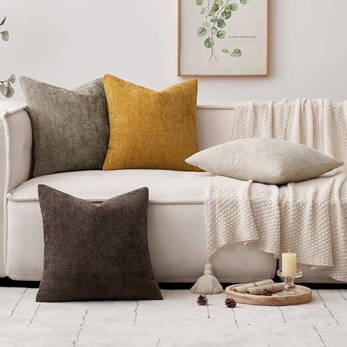 MIULEE Pack of 4 Couch Throw Pillow Covers 18x18 Inch Neutral Gold/Brown Soft - Image 5