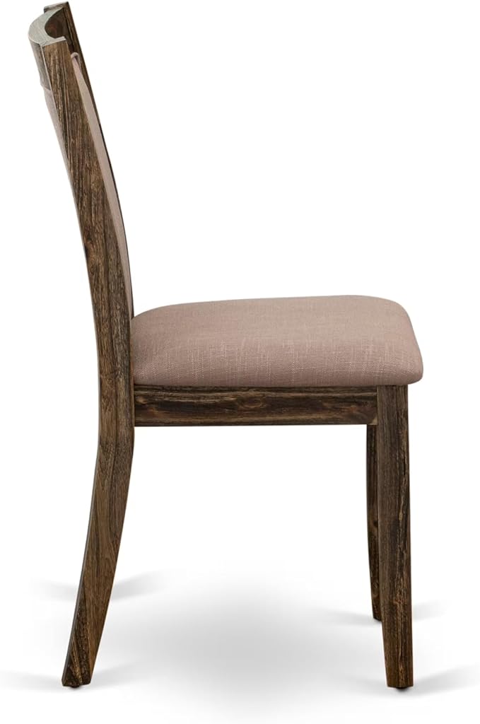 East West Furniture V797MZ748-7 7 Piece Dining Room Furniture Set Consist of a Rectangle Dining Table with V-Legs and 6 Coffee Linen Fabric Upholstered Chairs, 40x72 Inch, Multi-Color