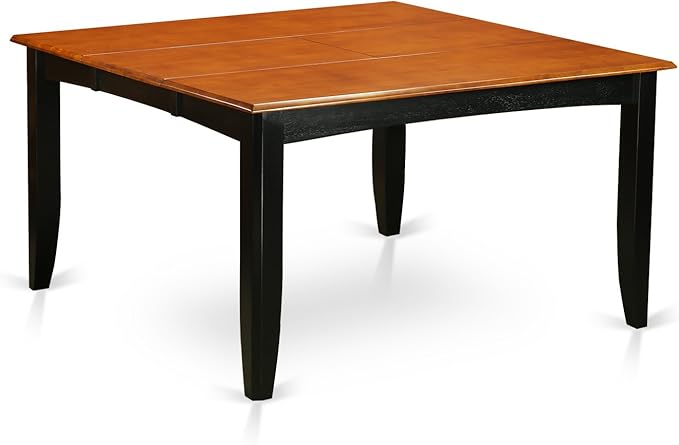 East West Furniture PFAN9-BCH-LC 9 Piece Dining Room Table Set Includes a Square Kitchen Table with Butterfly Leaf and 8 Faux Leather Upholstered Dining Chairs, 54x54 Inch, Black & Cherry