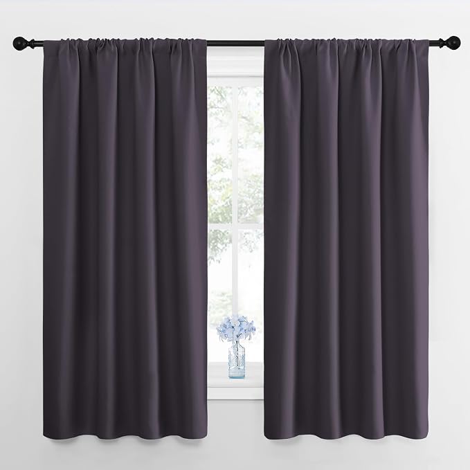 NICETOWN Bedroom Curtains Blackout Draperies, 1 Pair, 34-inch W x 63-inch L by NICETOWN