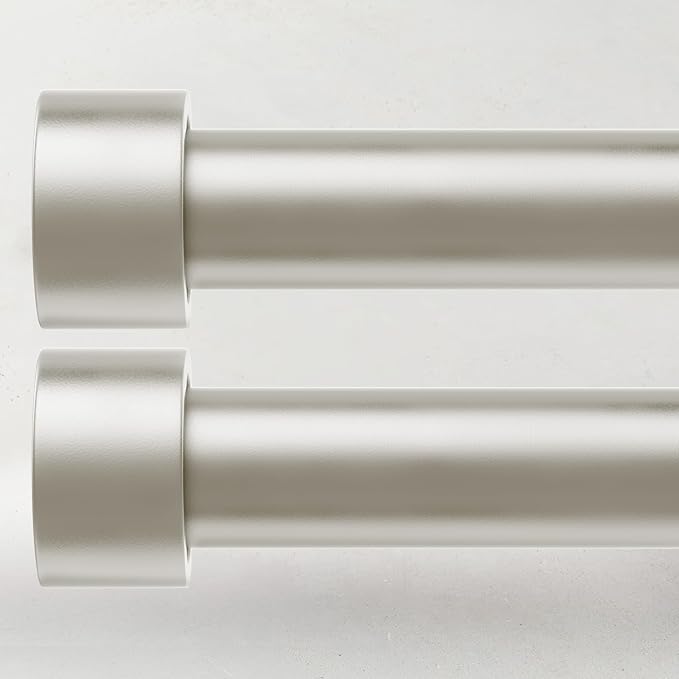 2 Pack Curtain Rods for Windows 72 to 144 Inch, 1 Inch Brushed Nickel Adjustable Heavy Duty Outdoor Curtain Rod for Patio Bedroom, Drapery Rods Set with End Cap, Size 32"- 150"