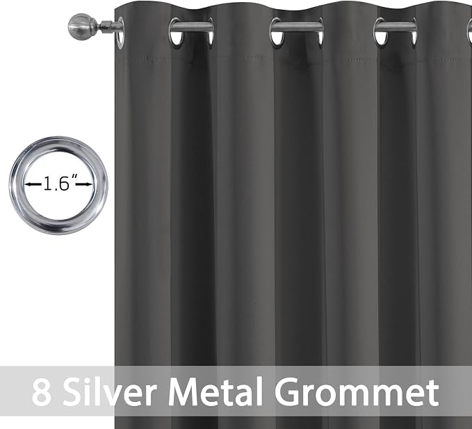 Yakamok Blackout Grey Curtains for Bedroom/Living Room Thermal Insulated - Image 2