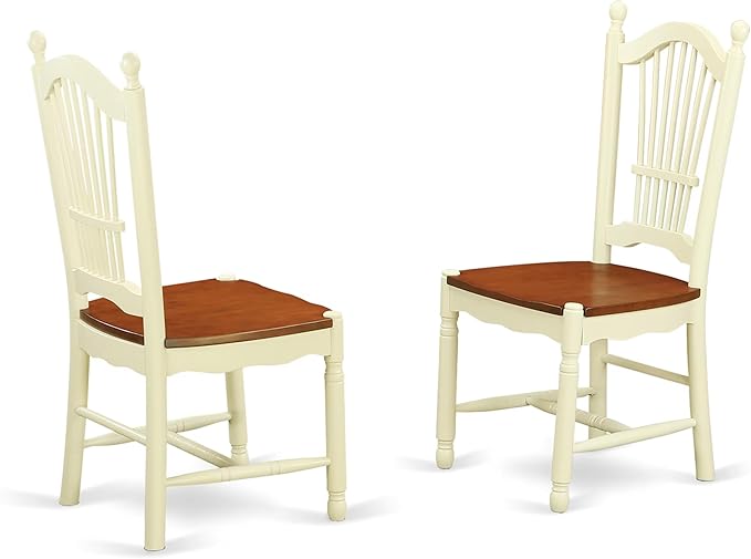 East West Furniture DOVE5-WHI-W 5 Piece Modern Dining Table Set Includes a Rectangle Wooden Table with Butterfly Leaf and 4 Kitchen Dining Chairs, 42x78 Inch, Buttermilk & Cherry