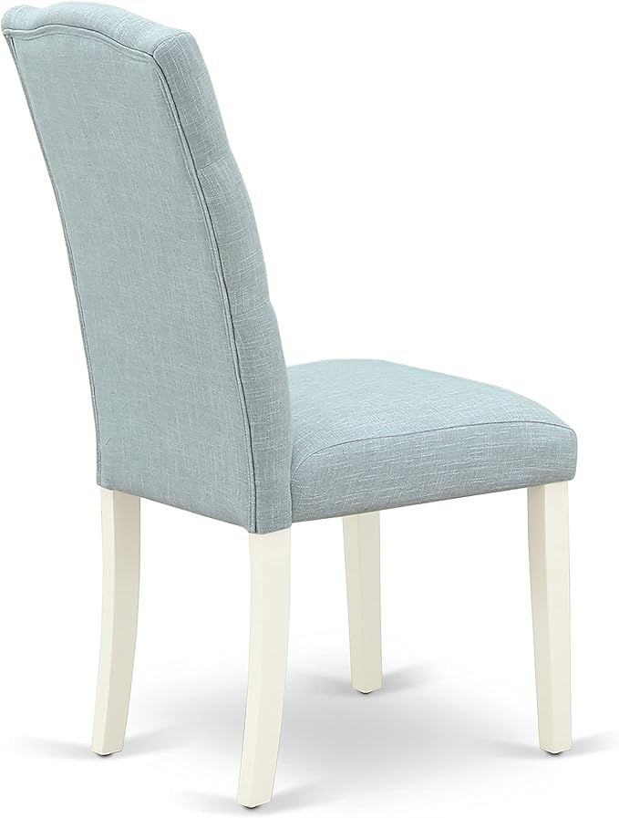 East West Furniture X027CE215-5 5 Piece Modern Dining Table Set Includes a Rectangle Wooden Table with X-Legs and 4 Baby Blue Linen Fabric Upholstered Chairs, 40x72 Inch, Multi-Color