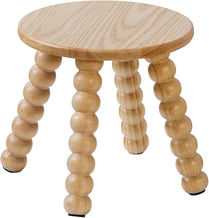 Solid Wooden Step Stool for Kids Adults, 10 inch Short Chair Perfect Matched Sensory Table, Sturdy and Versatile Foot Stool for Bathroom, Kitchen, Bedroom, Plant Stand Natural (1, Burlywood)