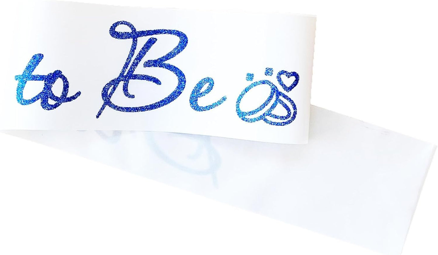 White Bride to Be Sash for Bridal Shower Bachelorette Party Wedding Hen Party Decorations Engagement Gifts Favors Miss to Mrs Sash with Glitter Letter Blue