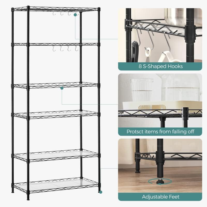SONGMICS 6-Tier Storage Shelves, Adjustable Wire Shelving Unit - Image 4