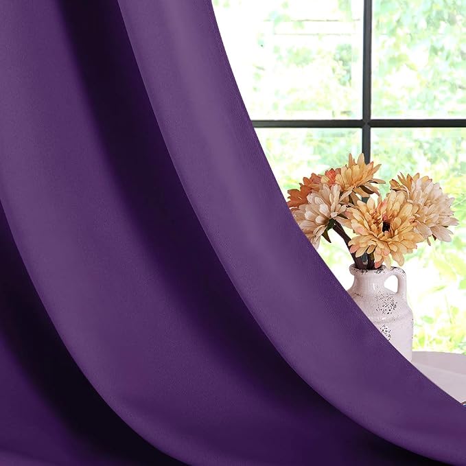 NICETOWN Blackout Window Curtains 80 inch Long, 2 Panels, 34 inch, Royal Purple - Image 4