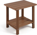 Adirondack Outdoor Side Table, 2-Tier Sturdy Patio End Table Weather Resistant, 16.5" Solid Side Table for Patio, Pool, Porch