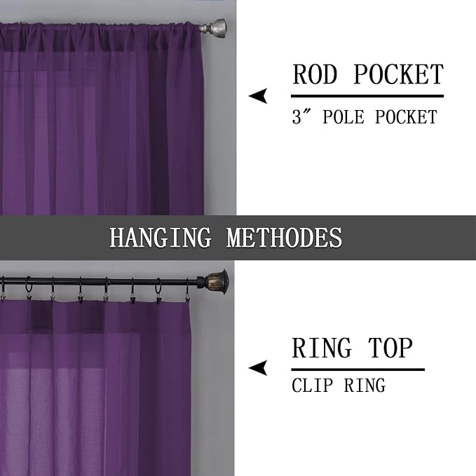 Tollpiz Short Sheer Curtains Linen Textured Bedroom Curtain Sheers Light - Image 5