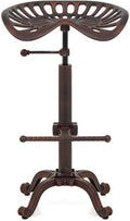 LOKKHAN Rustic Industrial Bar Stool - Cast Iron Tractor Stool Adjustable Height Swivel Breakfast Bar Stool (Copper)