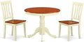 East West Furniture ANTI3-WHI-W 3 Piece Dining Table Set for Small Spaces Contains a Round Kitchen Table with Pedestal and 2 Dining Chairs, 36x36 Inch, Buttermilk & Cherry