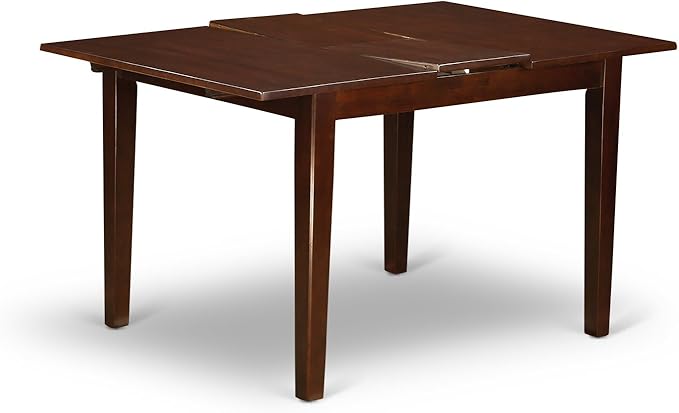 East West Furniture MLGA5-MAH-32 5 Piece Modern Dining Table Set Includes a Rectangle Wooden Table with Butterfly Leaf and 4 Light Beige Linen Fabric Parson Chairs, 36x54 Inch, Mahogany