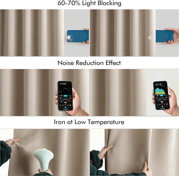 MIULEE Taupe Back Tab Blackout Curtains 90 Inches Long 2 Panels Set - Image 5