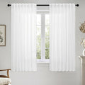 MIULEE White Linen Curtains Short 60 Inch Length 2 Panels by MIULEE