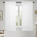 MIULEE White Linen Curtains Short 45 Inch Length 2 Panels by MIULEE