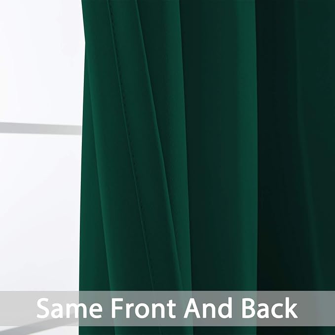 Yakamok 96 Inch Long Dark Green Blackout Curtains Room Darkening Thermal - Image 6