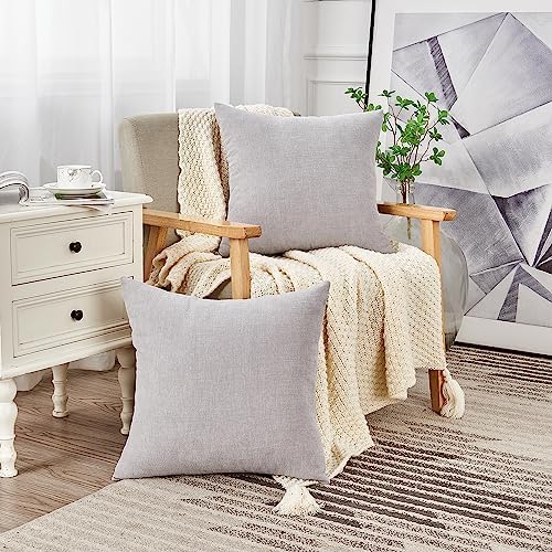 GAWAMAY Light Gray Chenille Throw Pillow Covers 26x26 Set of 2 - Image 4