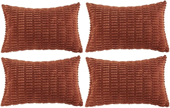 Fancy Homi 4 Packs Rust Long Lumbar Decorative Throw Pillow Covers 14x24 Inch by Fancy+Homi