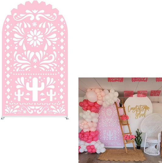 Arch Backdrop Cover Pink Mexican Fiesta Party Decorations Arch Stand Spandex Cover Girls Bloom Birthday Parties Wedding Baptism Baby Shower Decors (3.3x6.5ft Cover,G3767)
