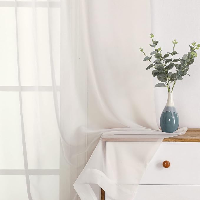 OWENIE Short Sheer Curtains 24 Inches Long 2 Panels - Image 3