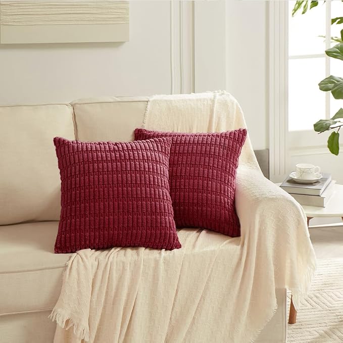 Fancy Homi 4 Packs Burgundy Decorative Throw Pillow Covers 18x18 Inch - Image 6