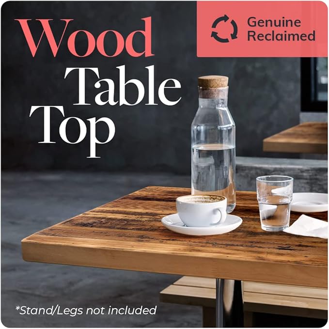 Reclaimed Wood Table Top - Rustic Recycled Wooden Piece Perfect for Kitchens, Dining and Coffee Table Tops (Reclaimed Wood Table Top - Economy, 24" x 24")