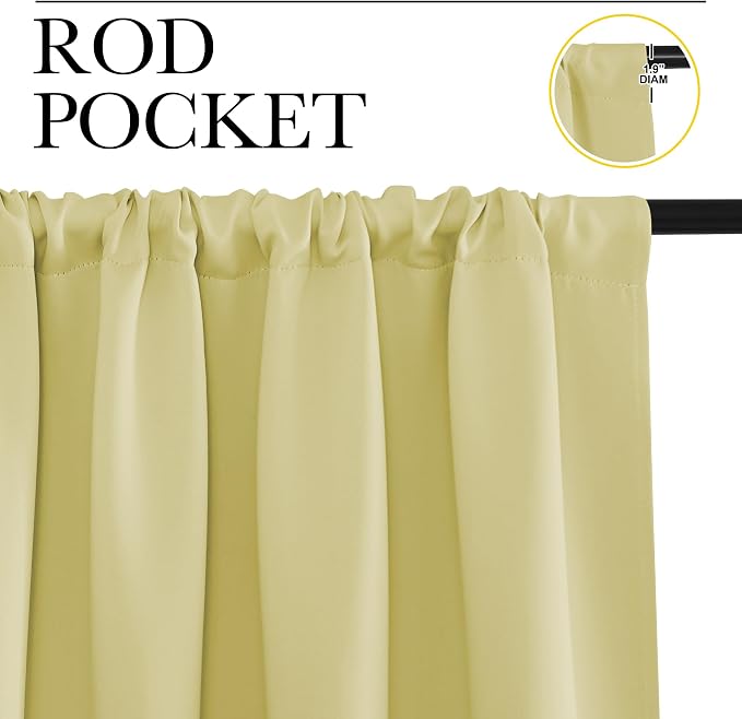 NICETOWN Blackout Curtains for Bedroom, Paler Yellow, 1 Pair, 62 by 63-inch - Image 2