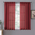 Tollpiz Short Sheer Curtains Linen Textured Bedroom Curtain Sheers Light by Tollpiz