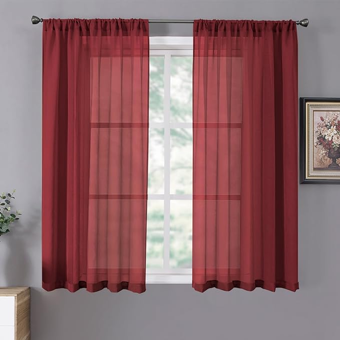 Tollpiz Short Sheer Curtains Linen Textured Living Room Curtain Sheers Light by Tollpiz