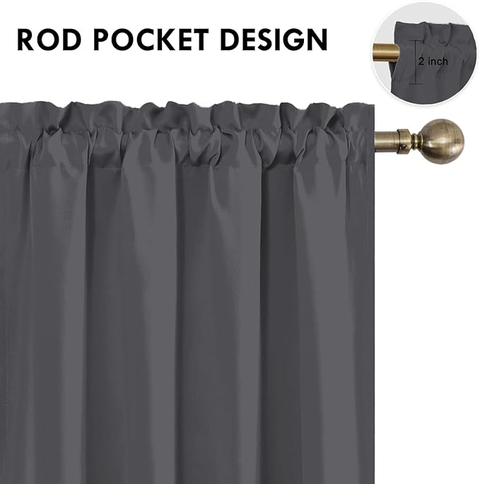DWCN Bedroom Curtains Blackout Drapery Panels 54 Inch Length 2 Panels Set - Image 3