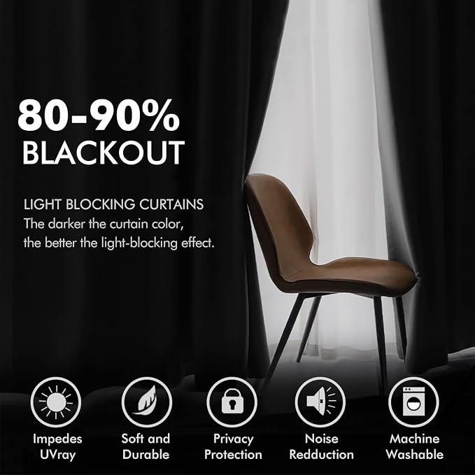 MIULEE Velvet Curtains Black Elegant Grommet Thermal Insulated Soundproof Room - Image 4
