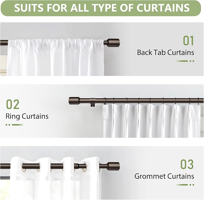 5/8” Diameter Curtain Rods 30-120 Inch, - Image 7