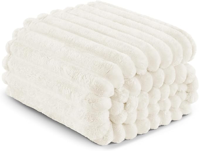 Exclusivo Mezcla Twin Size Flannel Fleece Blanket, Super Soft Striped Jacquard - Image 6