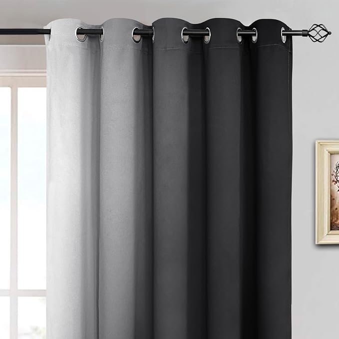 Yakamok Room Darkening Ombre Curtains 84 Inch Length, Light Blocking Grommet - Image 3