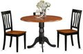 East West Furniture DLAN3-BCH-W 3 Piece Dinette Set for Small Spaces Contains a Round Dining Table with Dropleaf and 2 Dining Chairs, 42x42 Inch, Black & Cherry