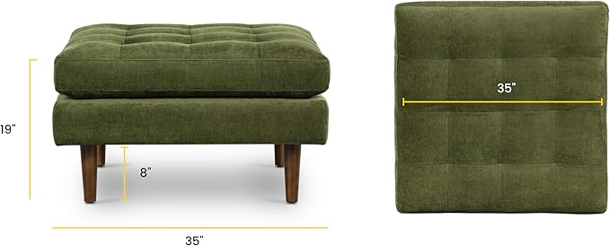 Poly and Bark Napa Velvet Ottoman in Distressed Green