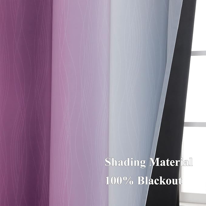 Estelar Textiler Ombre Purple and Grey Blackout Curtains 72 Inches Long - Image 5
