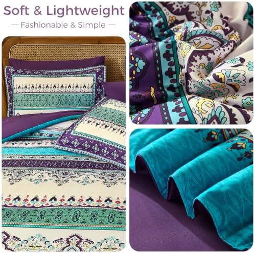 Boho Comforter Set King Size, 8 Pieces Paisley Border Bedding Set - Image 5